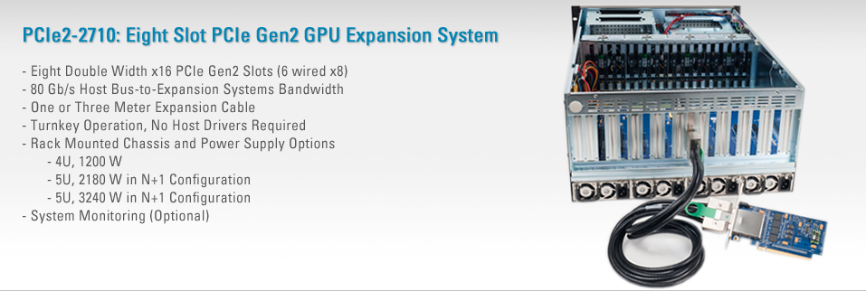 PCIe2-2710:PCIe Gen2 Expansion System with Eight, Double-Width Slots